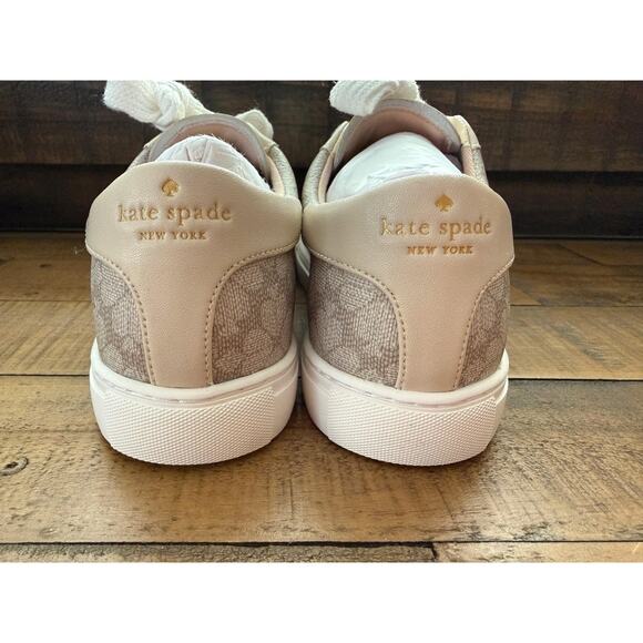 Kate Spade New York Shoes Women's Beige Spade Flower Jacquard Lace Up Sneakers - Picture 3 of 9